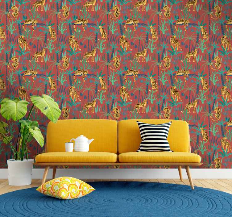 Tropical Jungle Scene animals wallpaper - TenStickers