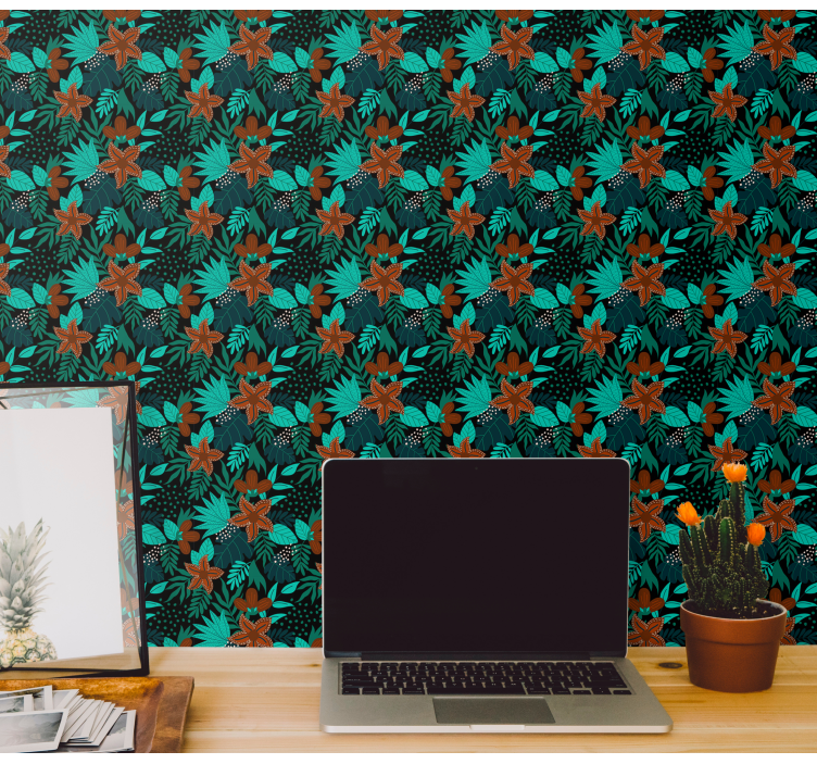 Tropical Leaf Motif nature wallpaper - TenStickers