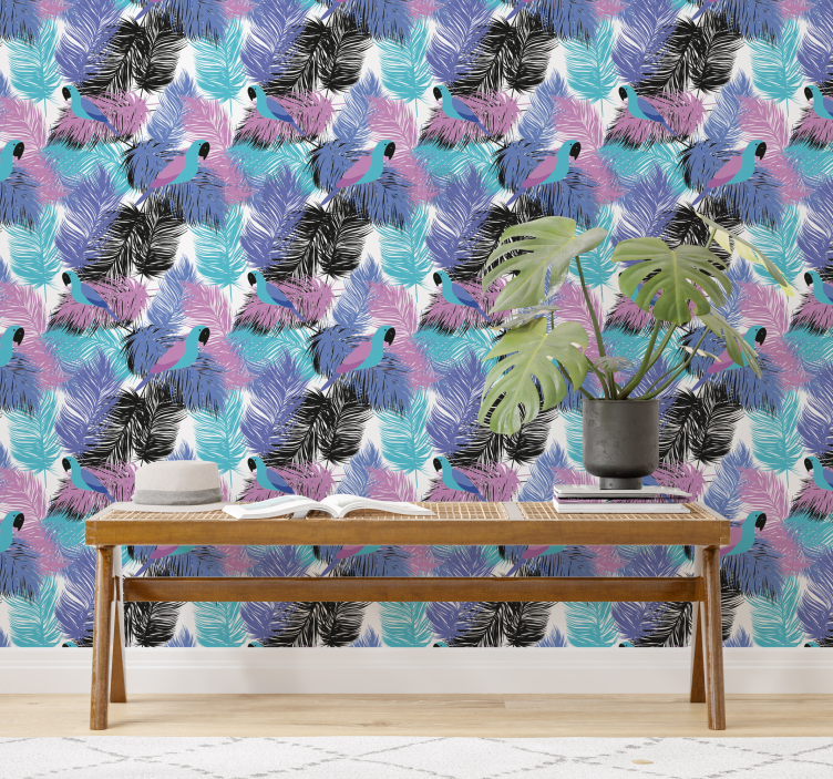 Tropical parrot haven design wallpaper - TenStickers