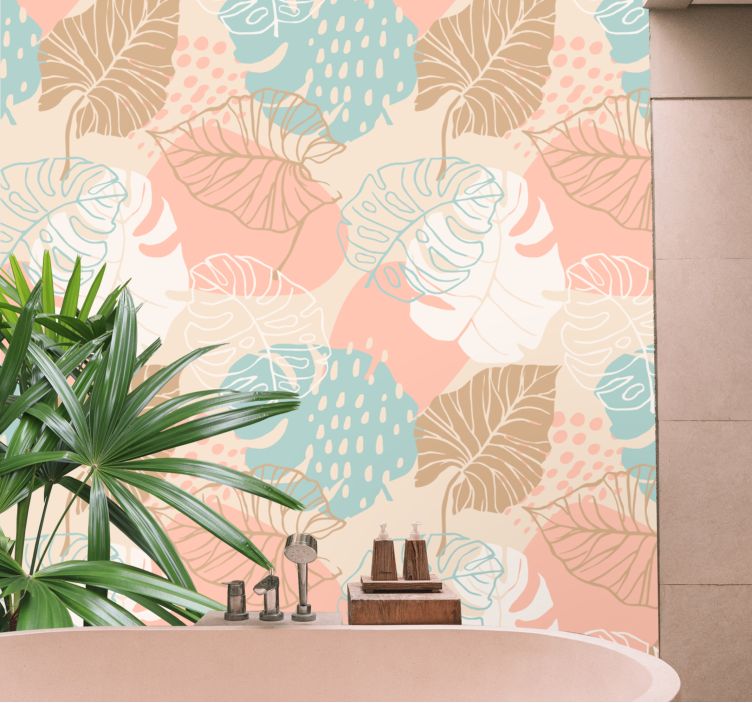 Tropical Plant Motifs nature wallpaper - TenStickers