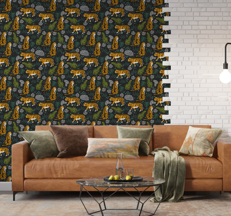 Tropical Tiger Pattern animals wallpaper - TenStickers