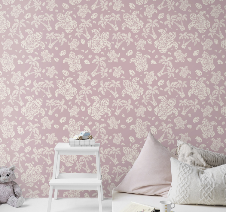 Turtles and Palms animals wallpaper - TenStickers