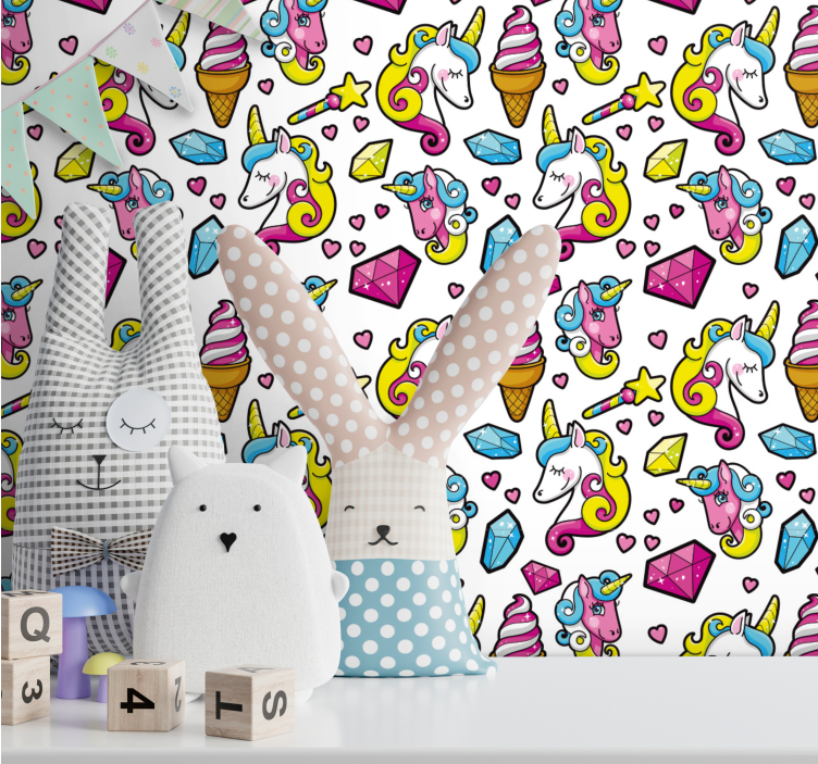 Unicorn Fantasy Motif children's wallpaper - TenStickers
