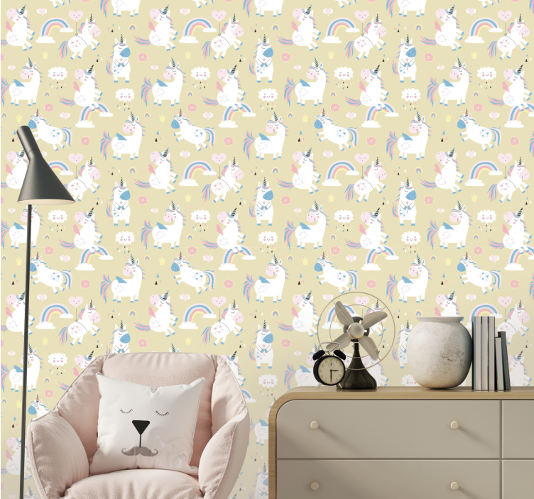 Unicorn Motifs animals wallpaper - TenStickers