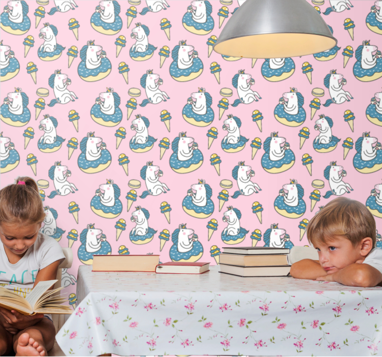 Unicorn Pool Party art wallpaper - TenStickers