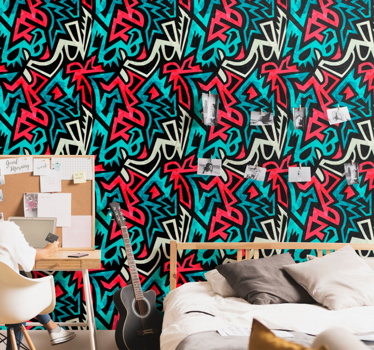 Urban painted pattern teenage wallpaper for bedroom - TenStickers