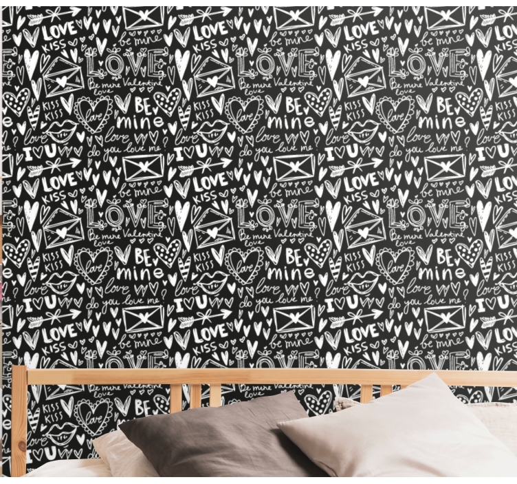 Valentine's Doodle lettering wallpaper - TenStickers