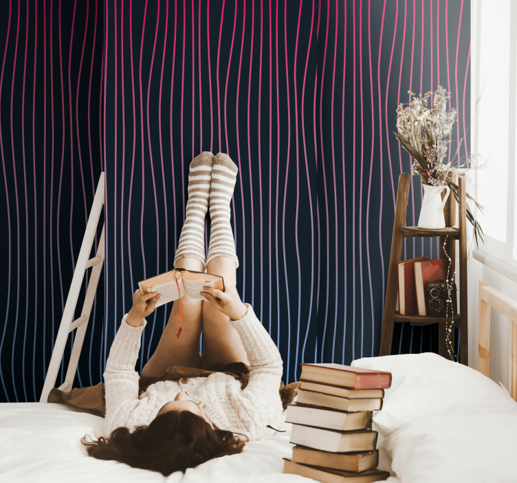 Vaporwave stripes vertical teenage wallpaper - TenStickers