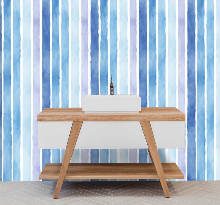 Vertical Watercolor Stripes bathroom wallpaper - TenStickers