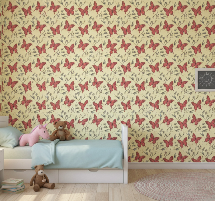 Vintage butterflies wallpaper - TenStickers