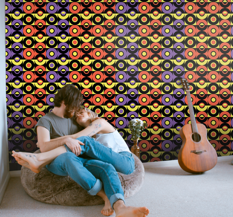 Vintage Circles Motif retro wallpaper - TenStickers