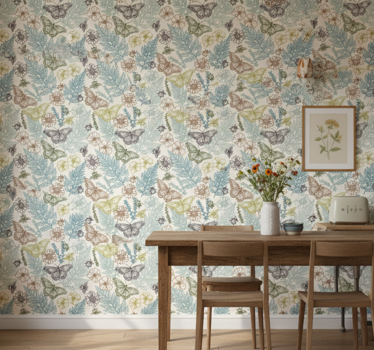 Vintage floral kitchen wallpaper - TenStickers