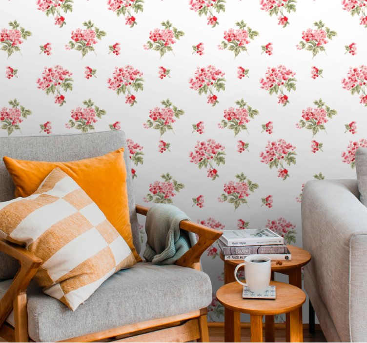 Vintage arrangements pattern flowers wallpaper - TenStickers