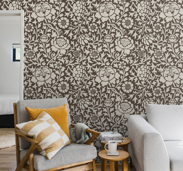 Vintage floral print  flowery wallpaper - TenStickers