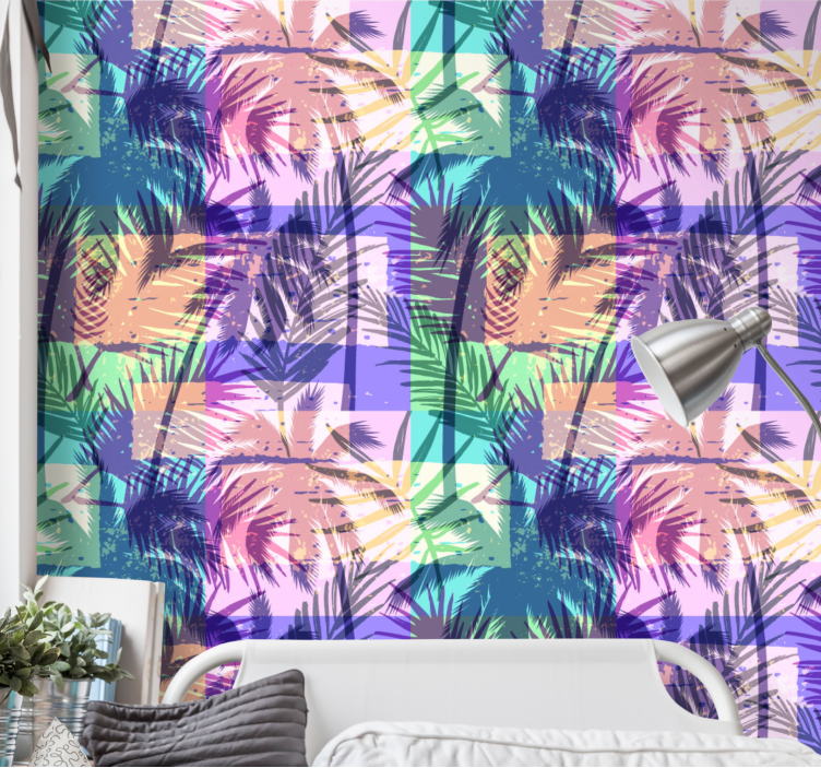 Vintage palm laves wallpaper of a tree - TenStickers
