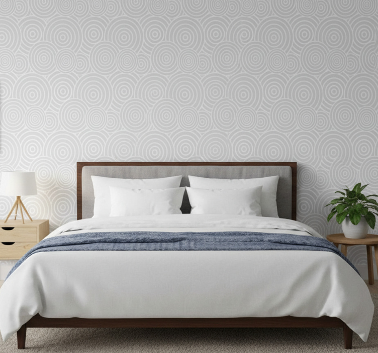 Wall paper in bedroom circular line design - TenStickers
