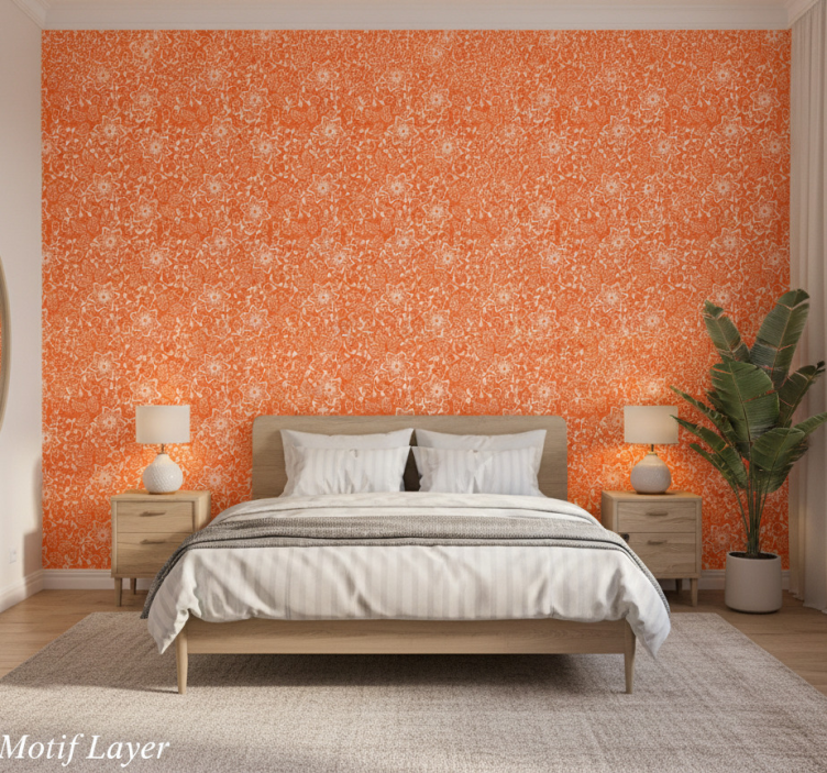 Wall paper in bedroom floral motif design - TenStickers