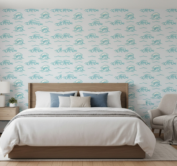Wall paper in bedroom wave of the sea - TenStickers