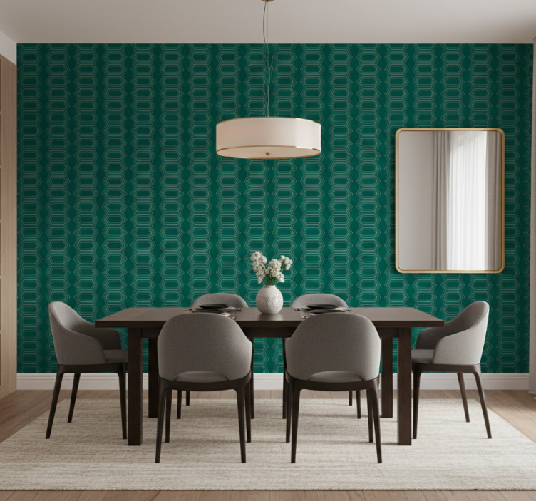 Wallpaper for dining area emerald geometric design - TenStickers