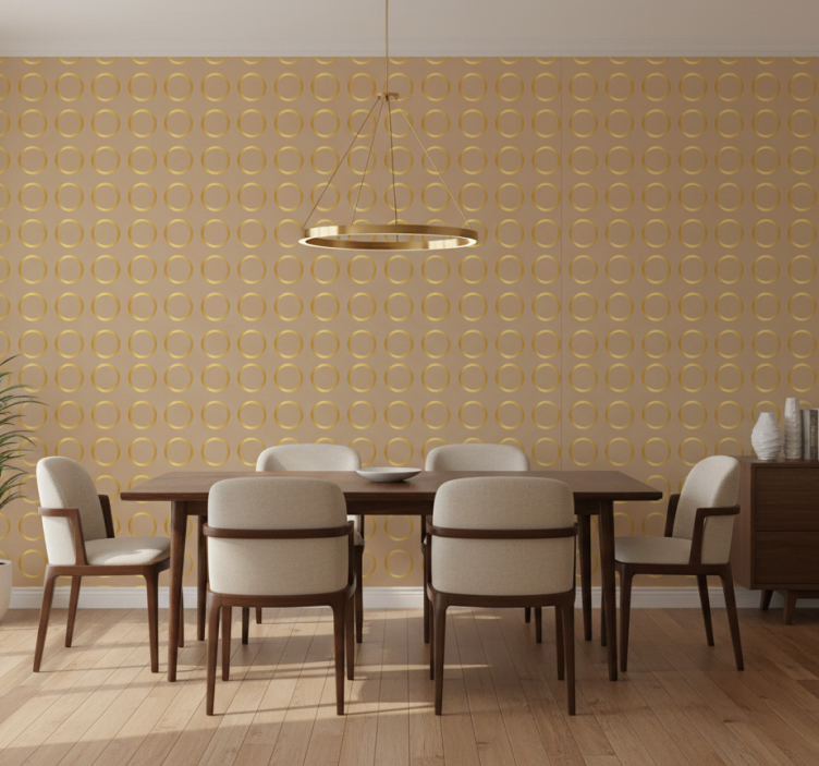 Wallpaper for dining area geometric golden circles - TenStickers