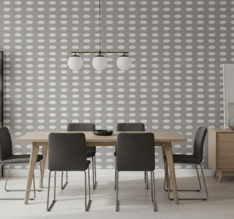 Wallpaper for dining area geometric gray circle pattern - TenStickers
