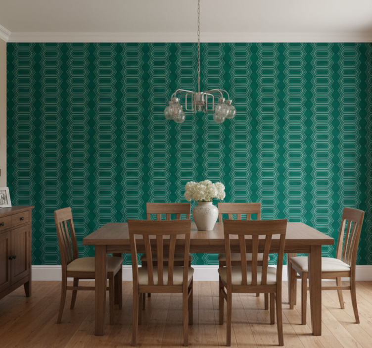Wallpaper for dining area geometric green circle pattern - TenStickers