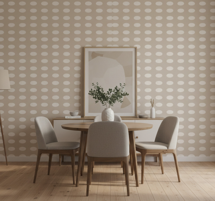 Wallpaper for dining area geometric white circle design - TenStickers