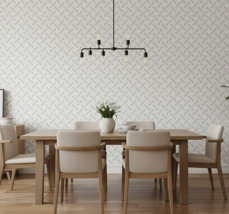 Wallpaper for dining area geometric white squares - TenStickers