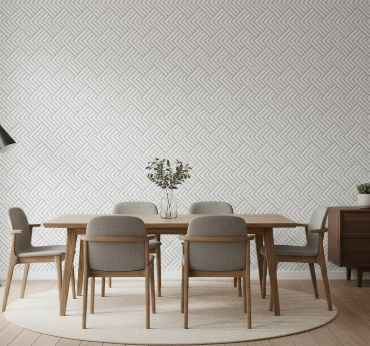Wallpaper for dining area geometric white triangle pattern - TenStickers