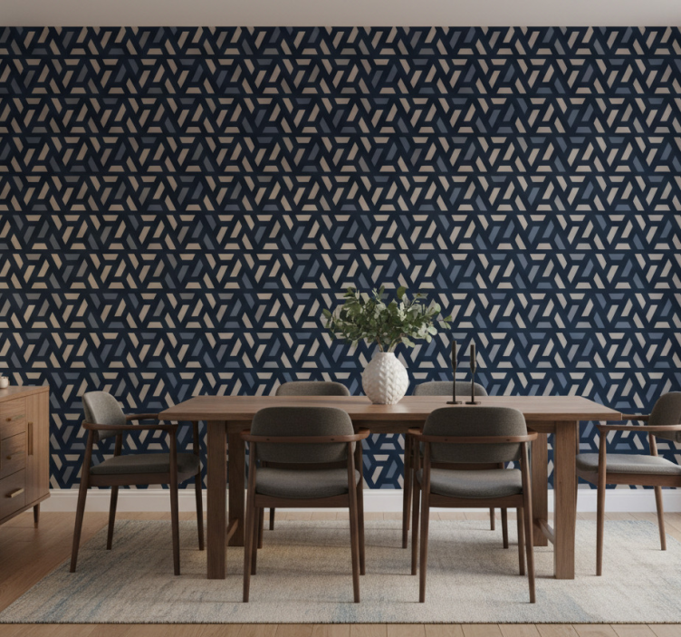 Wallpaper for dining area interlocking angles - TenStickers