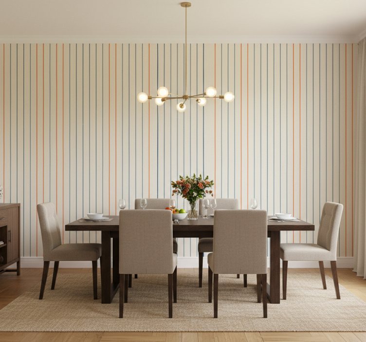 Wallpaper for dining area multicolour linear design - TenStickers