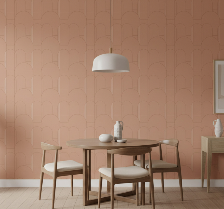 Wallpaper for dining area terracotta circular design - TenStickers