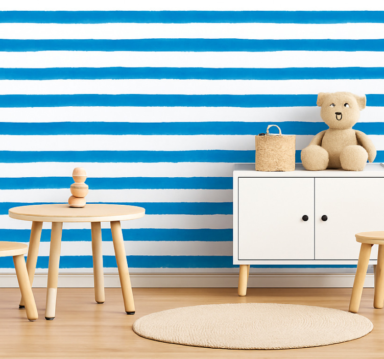 Wallpaper horizontal stripes blue watercolor bars - TenStickers
