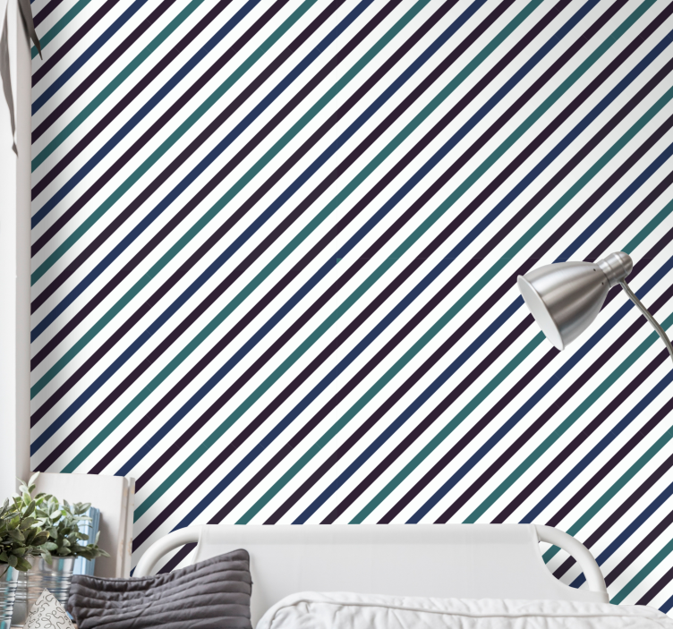 Wallpaper horizontal stripes diagonal stripes pattern - TenStickers