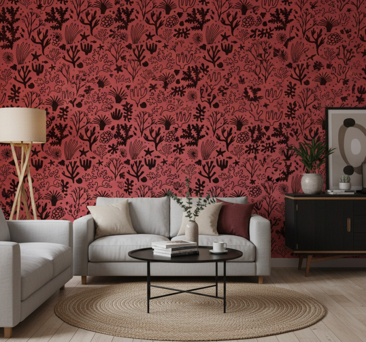 Wallpaper of a tree australian leaves red and black - TenStickers