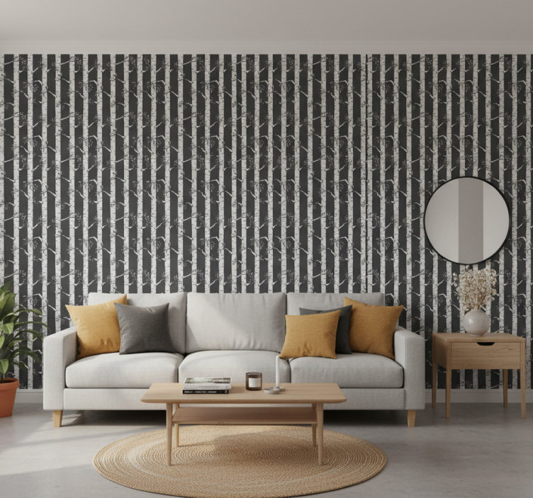 Wallpaper of a tree in bright scandinavian style - TenStickers