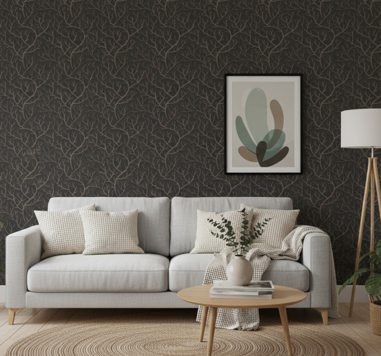 Wallpaper of a tree in scandinavian night forest - TenStickers