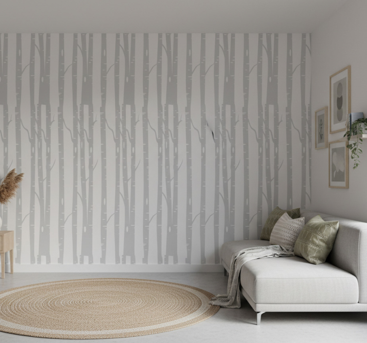 Wallpaper of a tree tall birch forest scandinavian - TenStickers