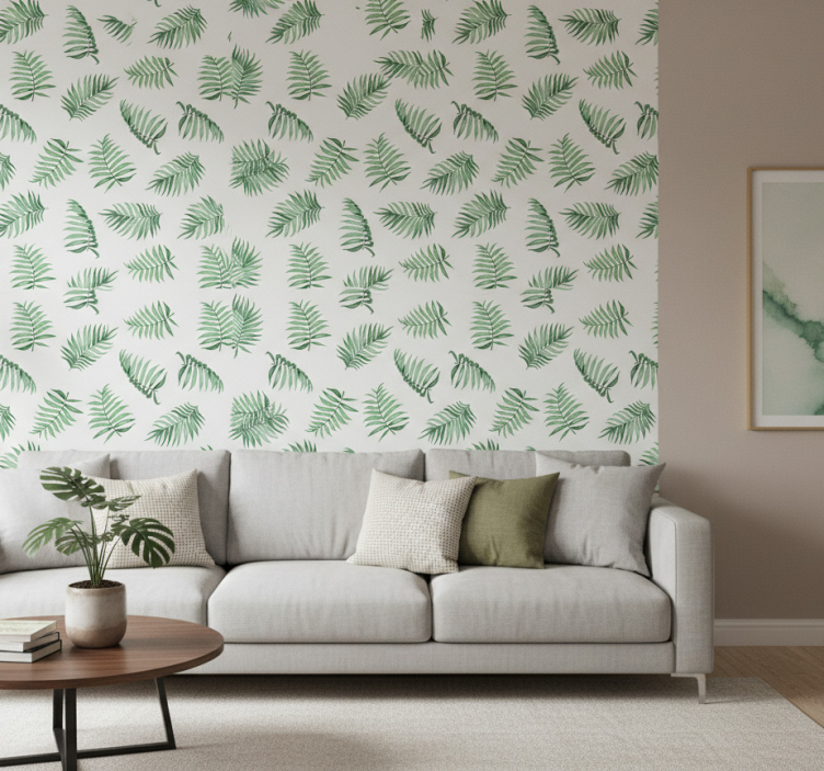 Wallpaper of a tree with green palm leaves - TenStickers