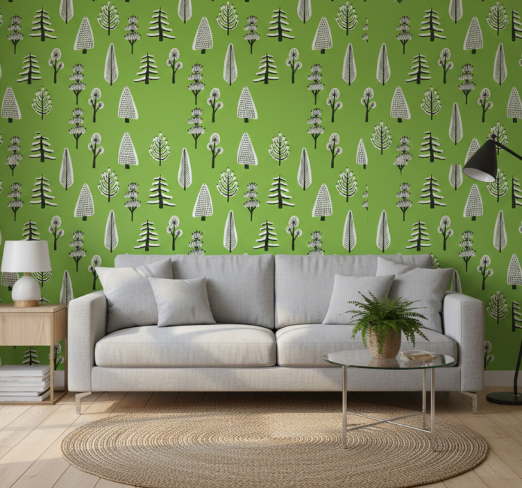 Wallpaper of different green trees - TenStickers