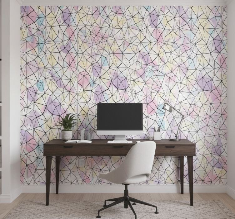 Wallpaper office colorful circles with black lines - TenStickers