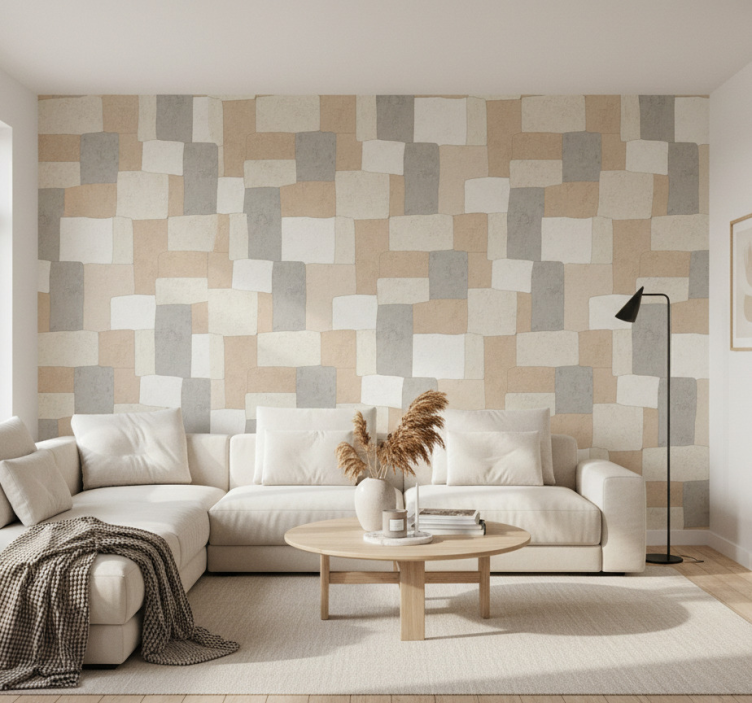 Wallpaper squares neutral textured blocks - TenStickers