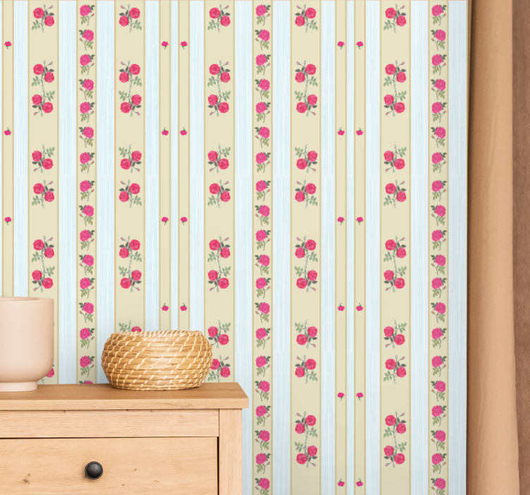 Wallpaper striped floral striped elegance - TenStickers