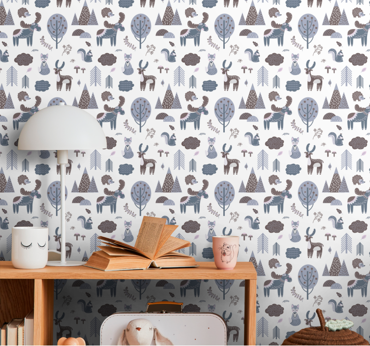 Scandinavian wallpaper with animals - TenStickers