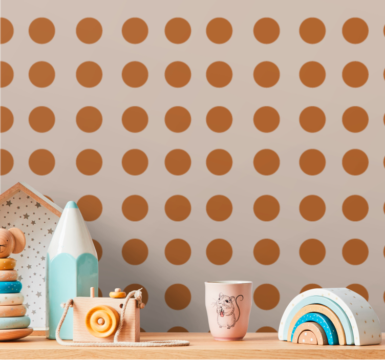 Warm shades polka dots wallpaper - TenStickers