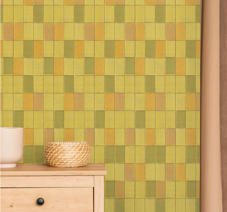 Warm yellow shades tile effect wallpaper - TenStickers