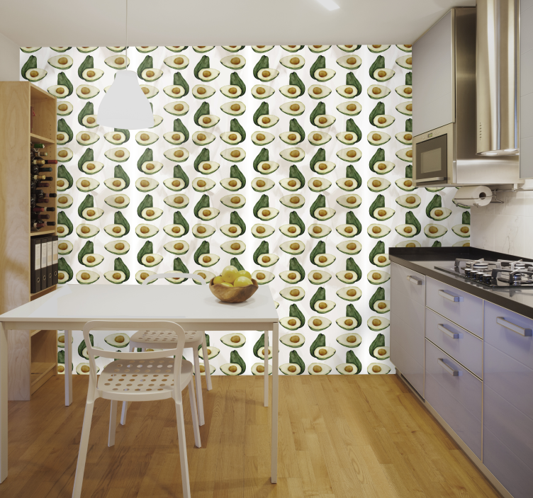 Watercolor avocados kitchen wallpaper - TenStickers
