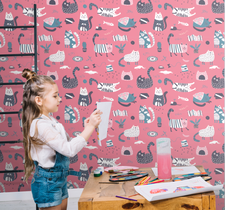 Whimsical Cats Artwork cats wallpaper - TenStickers