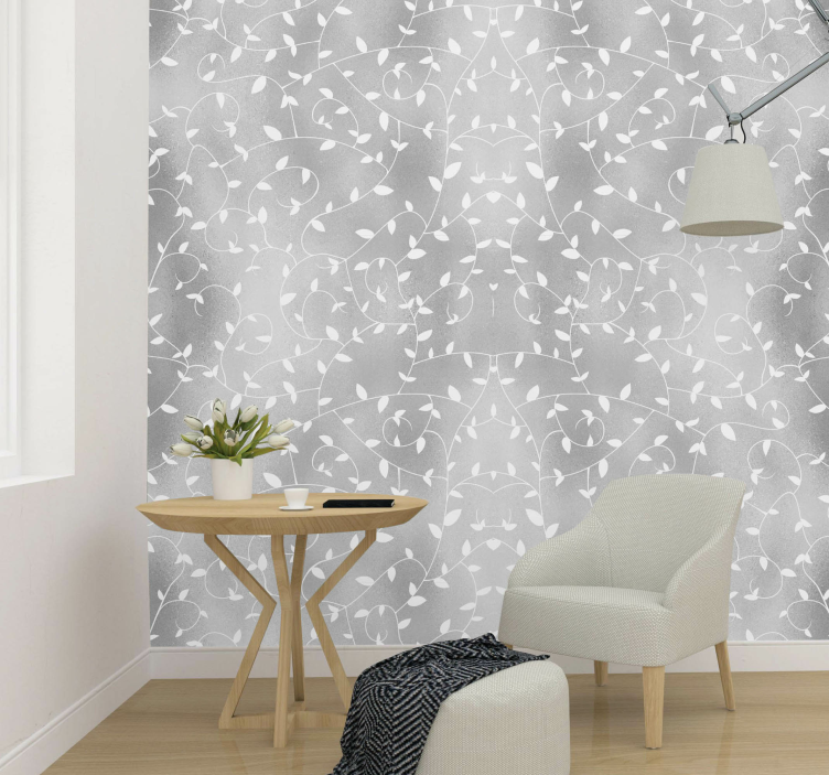 White Branches leaves wallpaper - TenStickers