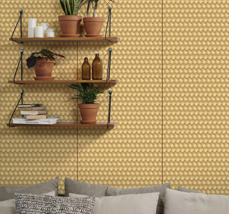 Wicker rustic texture wallpaper - TenStickers